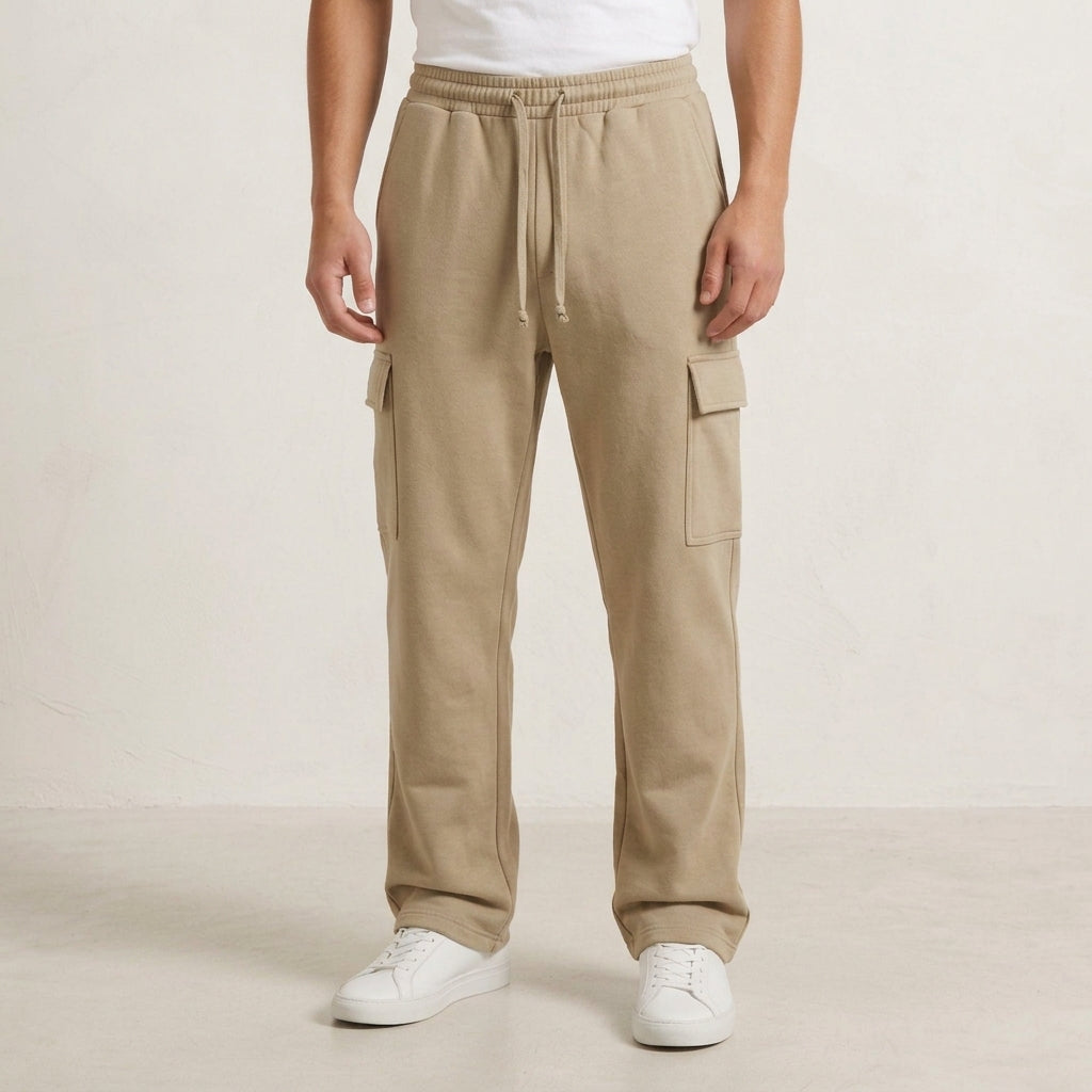 Beige Loose Bottom Cargo Trouser IL-01