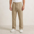 Beige Loose Bottom Front Line Trouser IL-06