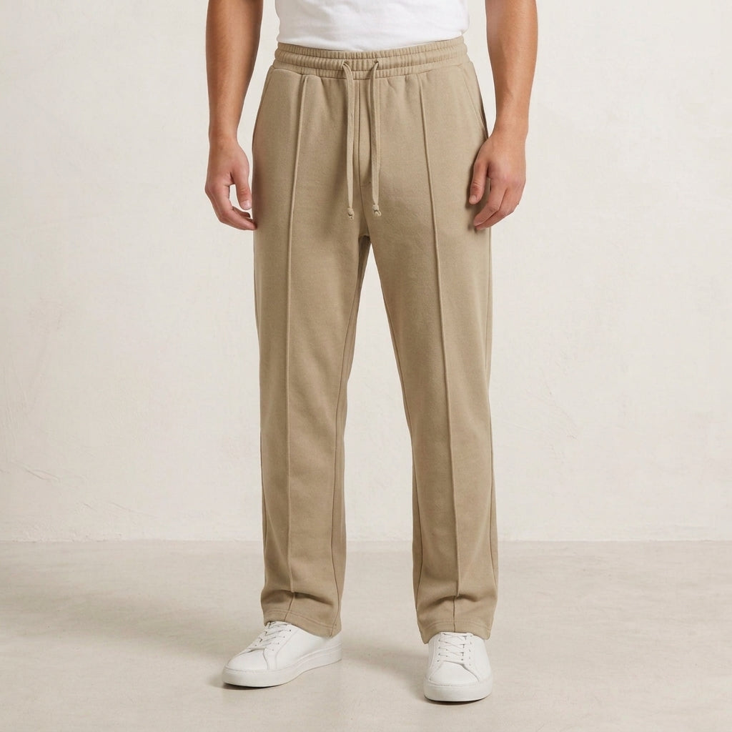 Beige Loose Bottom Front Line Trouser IL-06
