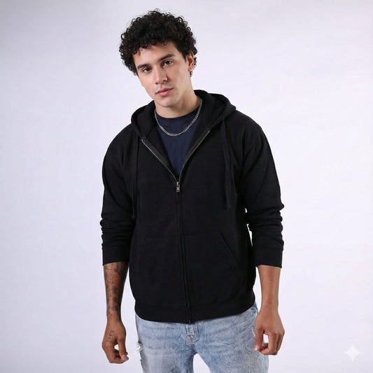 Men's Black Fleece Zipper Hoddie