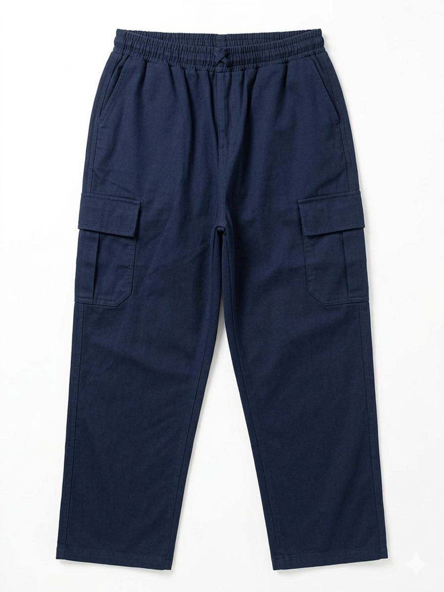 Modre Baggy Cargo Trousers - Navy