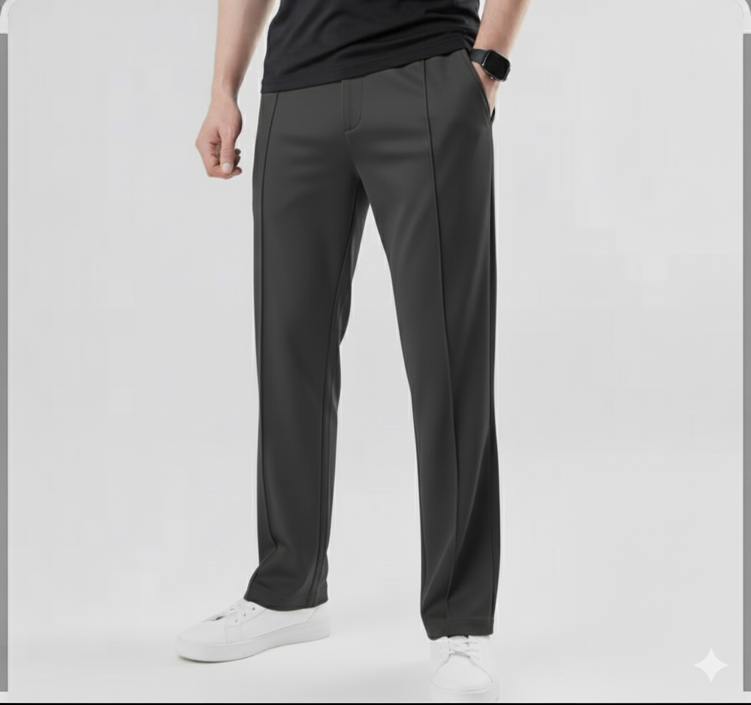 French Cotton terry Lycra Grey Loose Bottom Trouser