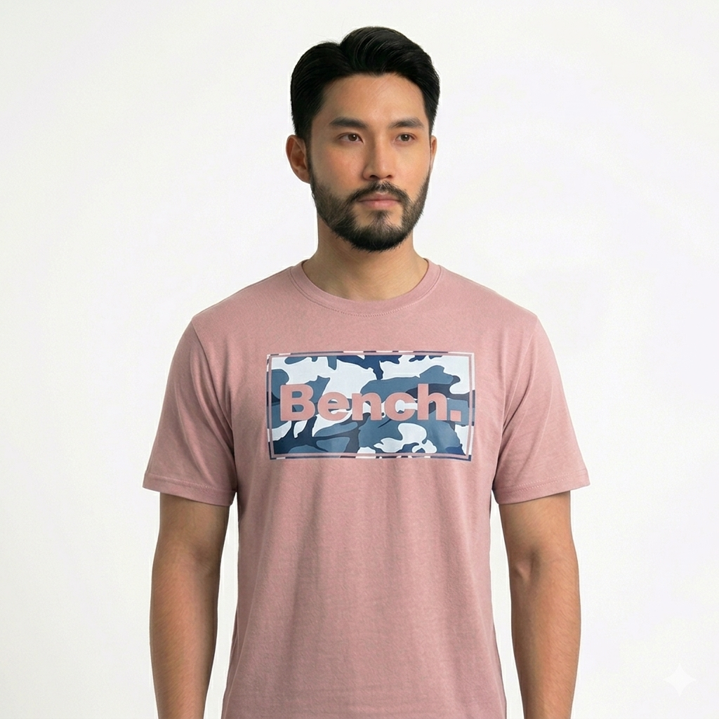 Men's Tea Pink Printed Combed Cotton T shirt-Bnch