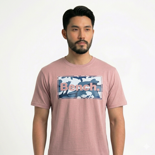 Men's Tea Pink Printed Combed Cotton T shirt-Bnch