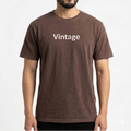 Men's Dark Brown Printed Combed Cotton T shirt-Vintage