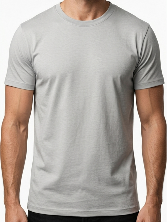 Basic Men's Grey Combed Cotton T shirt
