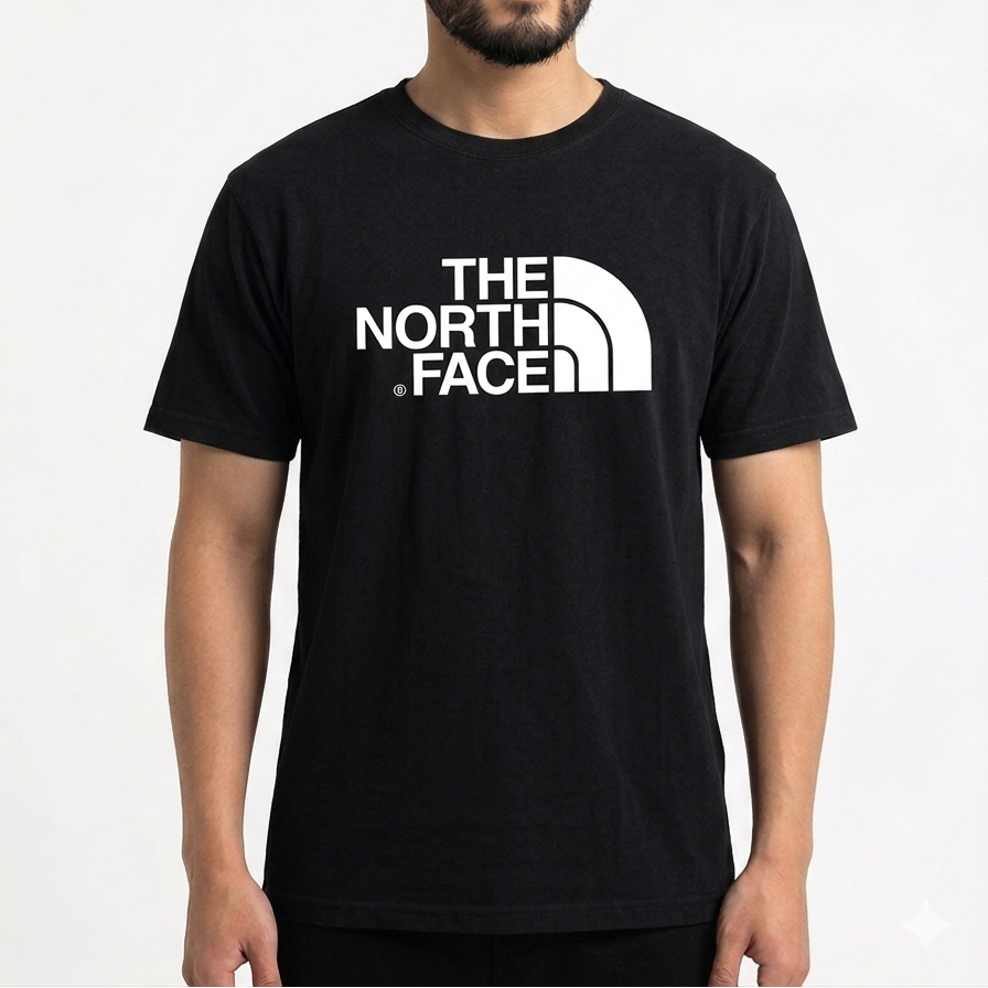 Men's Balck Printed Combed Cotton T shirt-NF
