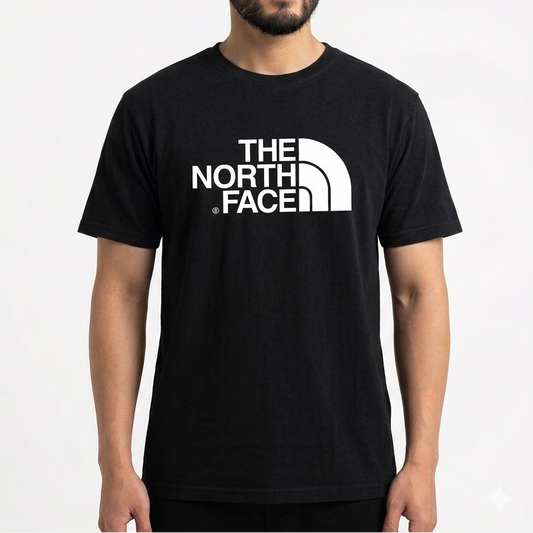 Men's Balck Printed Combed Cotton T shirt-NF