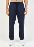 Patch Pocket terry Lycra Loose Bottom Trouser Navy