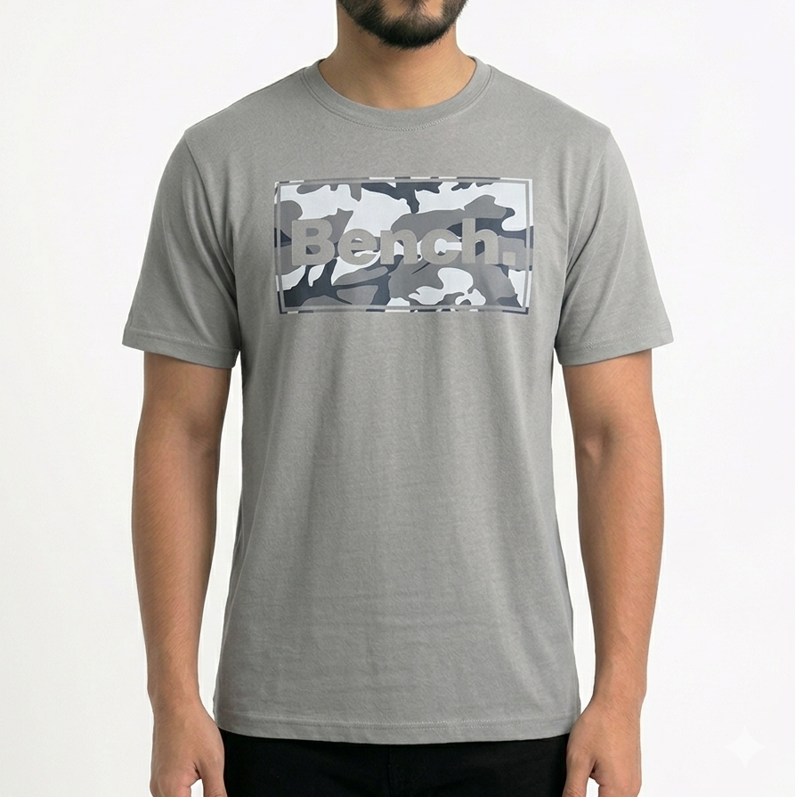 Men's Grey Printed Combed Cotton T shirt-Bnch