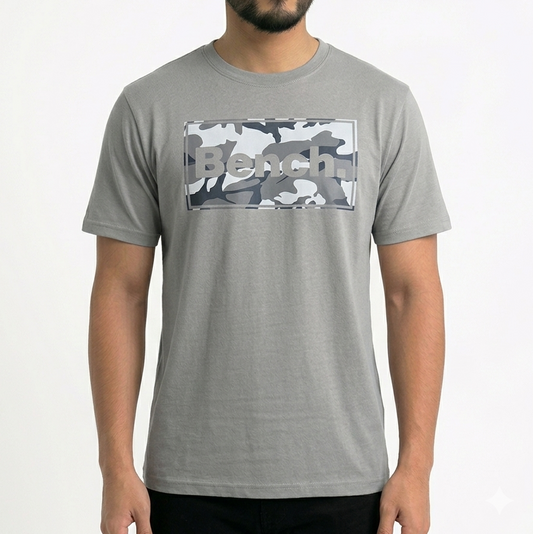 Men's Grey Printed Combed Cotton T shirt-Bnch
