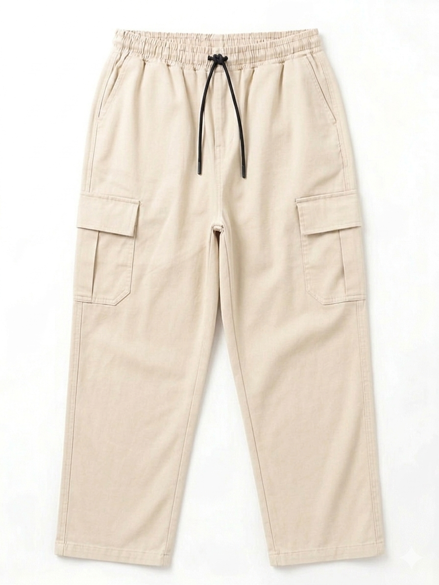 Modre Baggy Cargo Trousers - Cream
