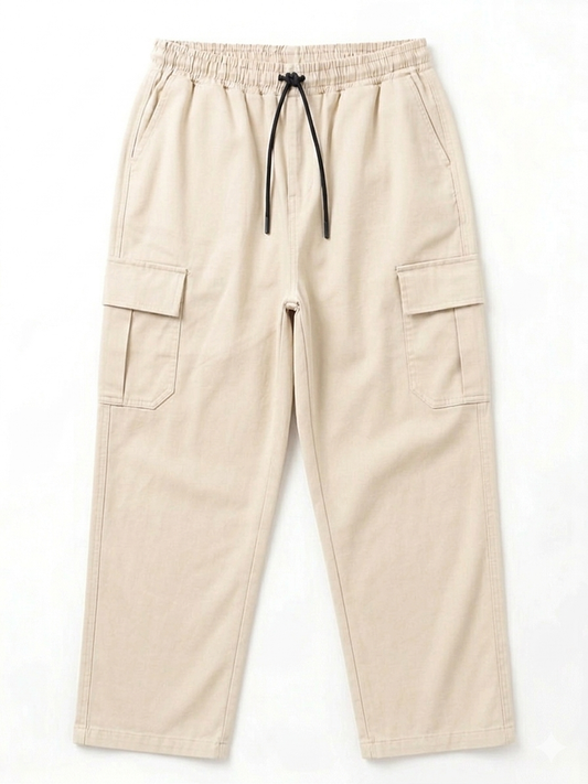 Modre Baggy Cargo Trousers - Cream