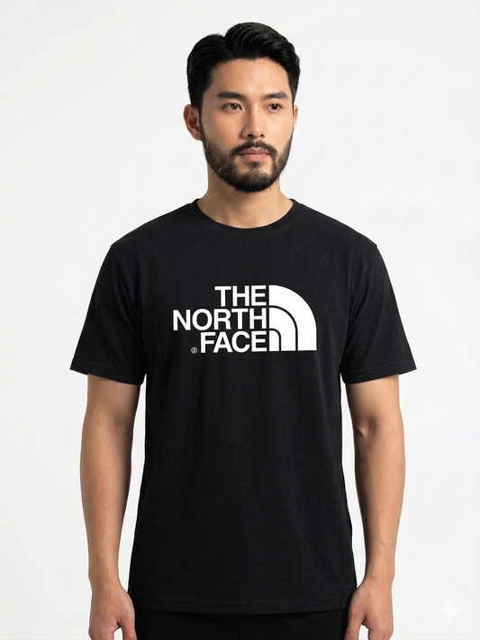 Men's Balck Printed Combed Cotton T shirt-NF