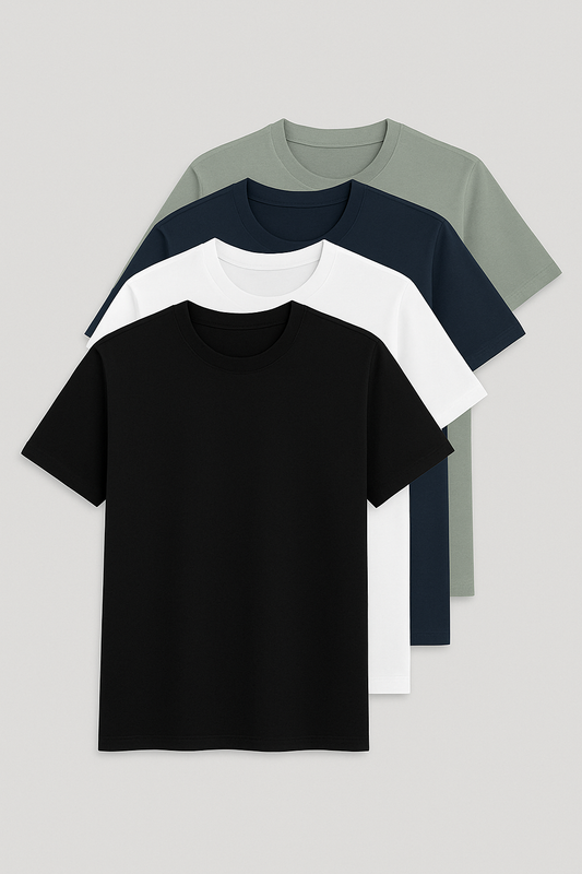 Pack of 4 Basic Men's Combed Cotton T shirt