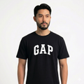 Men's Balck Printed Combed Cotton T shirt-GP