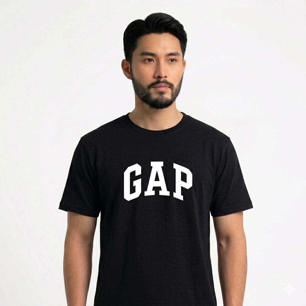Men's Balck Printed Combed Cotton T shirt-GP