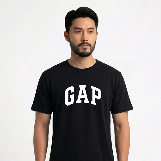 Men's Balck Printed Combed Cotton T shirt-GP