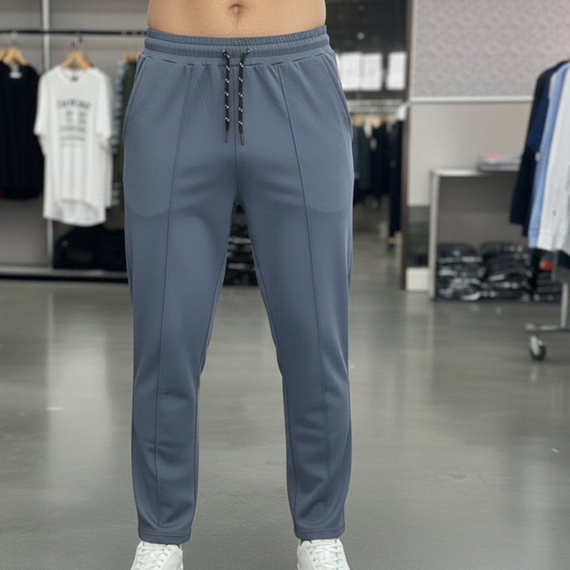 Men's French Pique Loose bottom Trousers - Grey Blue