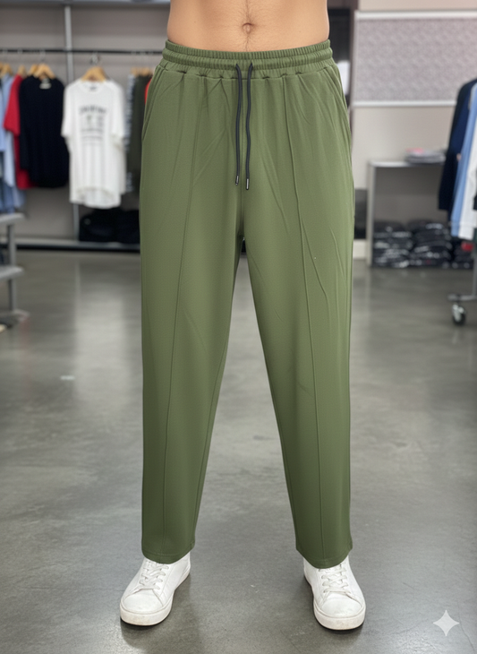 Men's French Pique Loose bottom Trousers - Olive